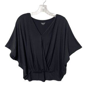 Garnet Hill Leigh Comfort Knit Top Women's Size M Black Made of Green Cotton